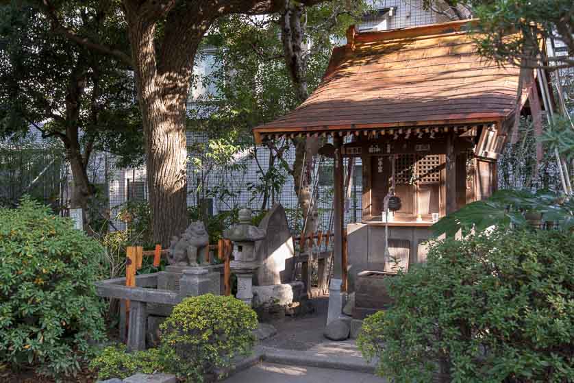 Small Shinto shrine in Kyu-Yasuda Teien Garden, Yokoami-cho, Sumida ward, Tokyo.