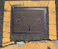 Fire emergency manhole cover, Minato ward, Tokyo.