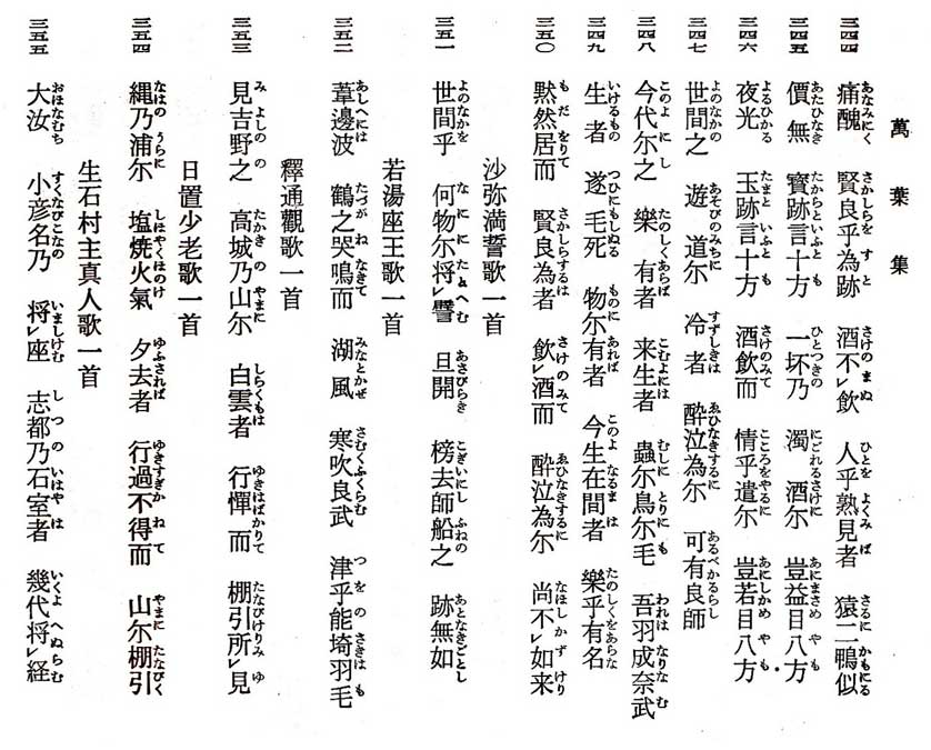 Manyoshu poems on the pleasures of sake.