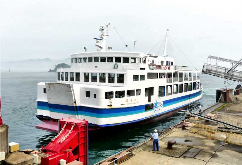The car ferry docking at Takahama Port, Matsuyama, Ehime, Shikoku, Japan.