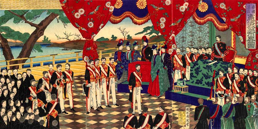 Meiji Constitution promulgation, Japan.