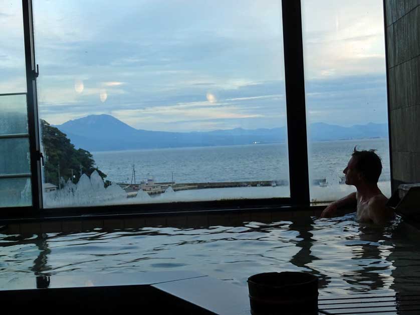 Enjoying the View from the Mihokan Bath.