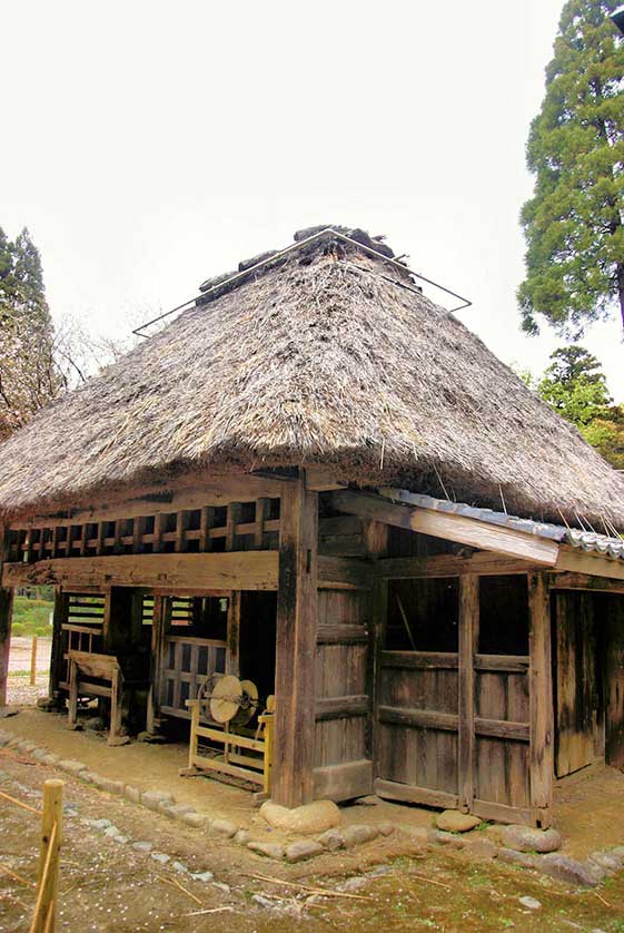 Small traditional farmhouse with attached stable from Mera in the mountains of Miyazaki.