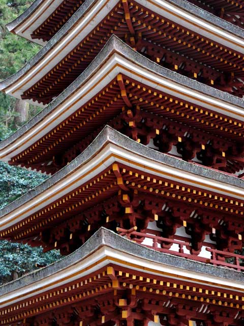 Pagoda of Muroji Temple and stone steps, Nara.