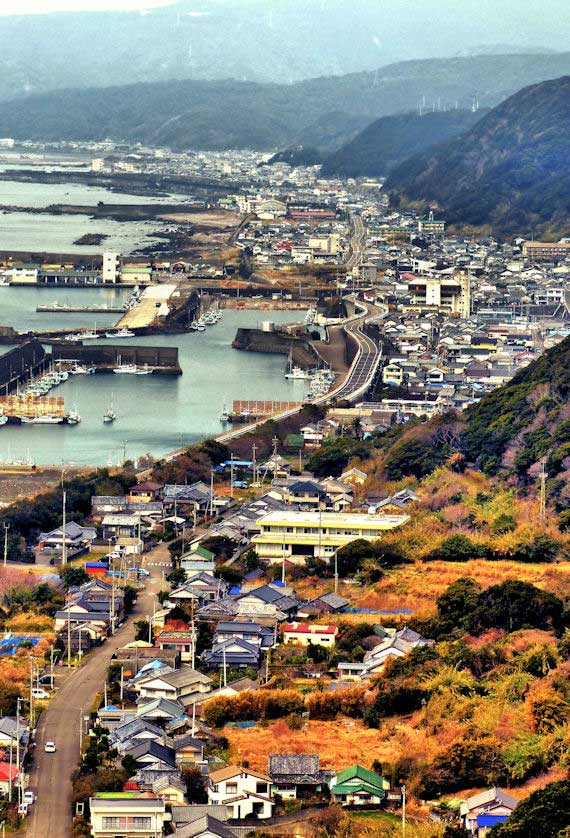 Looking down on the town of Muroto.