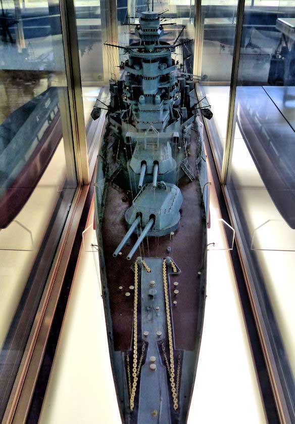 Scale model of the dreadnought battleship Mutsu.
