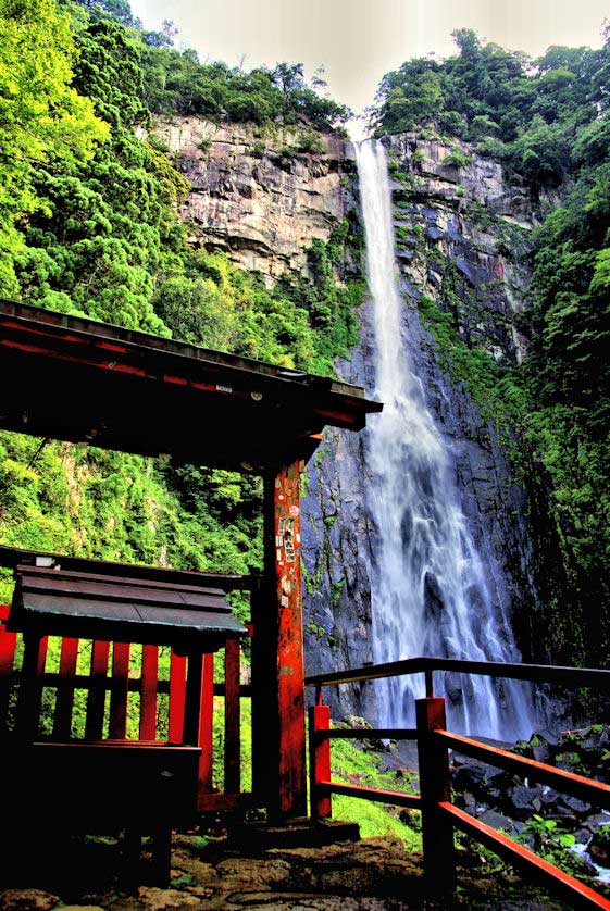 Near the base of the 133 meter tall Nachi Falls.