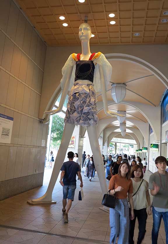 The massive 6m (20ft) 'Nanachan' doll - a popular meeting spot near Nagoya Station.