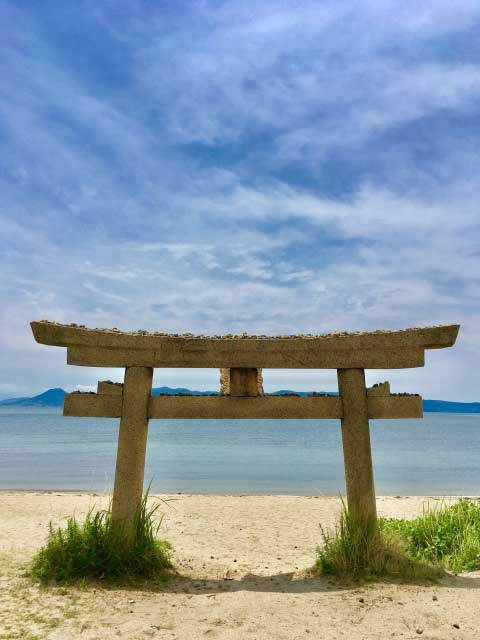 Torii and beach, Naoshima island.