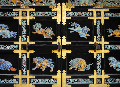 Ornate door at Nishi-Honganji Temple, Kyoto.