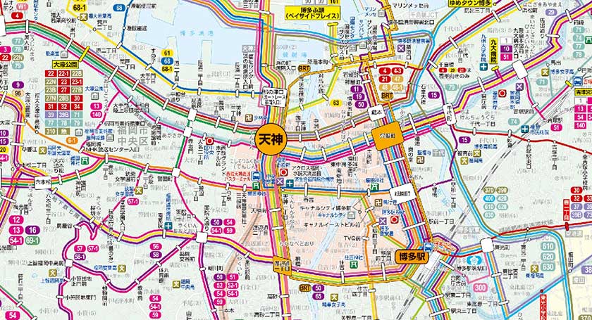 Nishitetsu Bus Map.