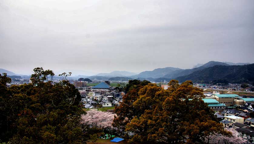 Nobeoka Castle looks down on Nobeoka town.