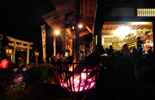 All night matsuri at a shrine in Japan.