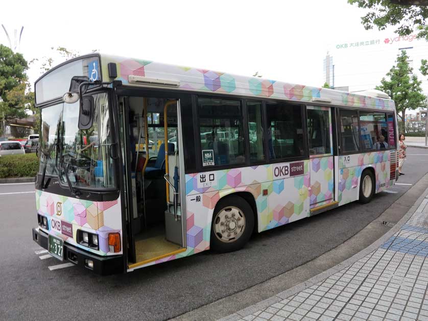 Local community bus outside the station in Ogaki, Gifu.