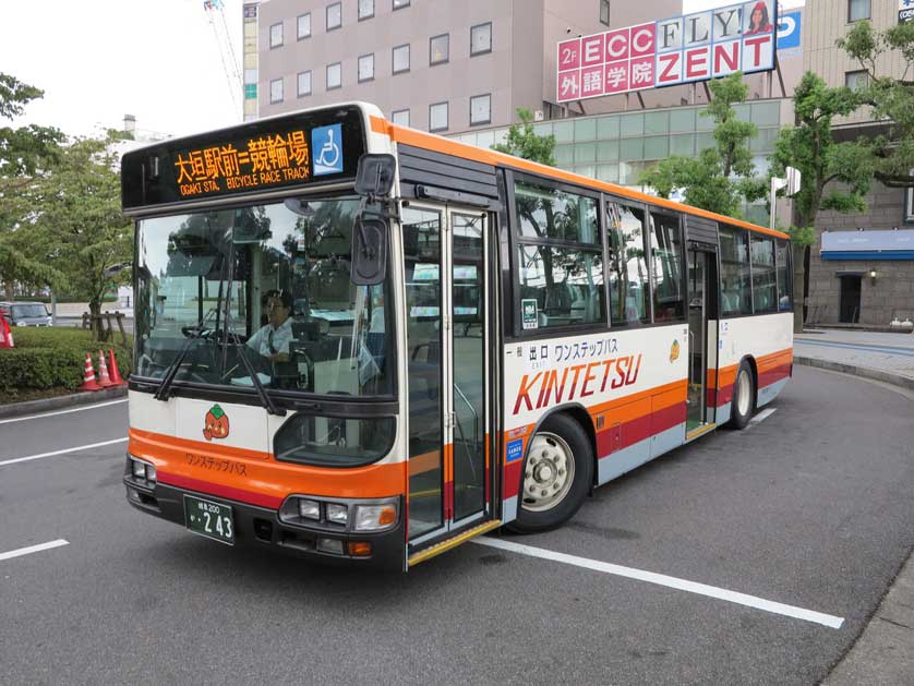 Local bus outside the station in Ogaki, Gifu.
