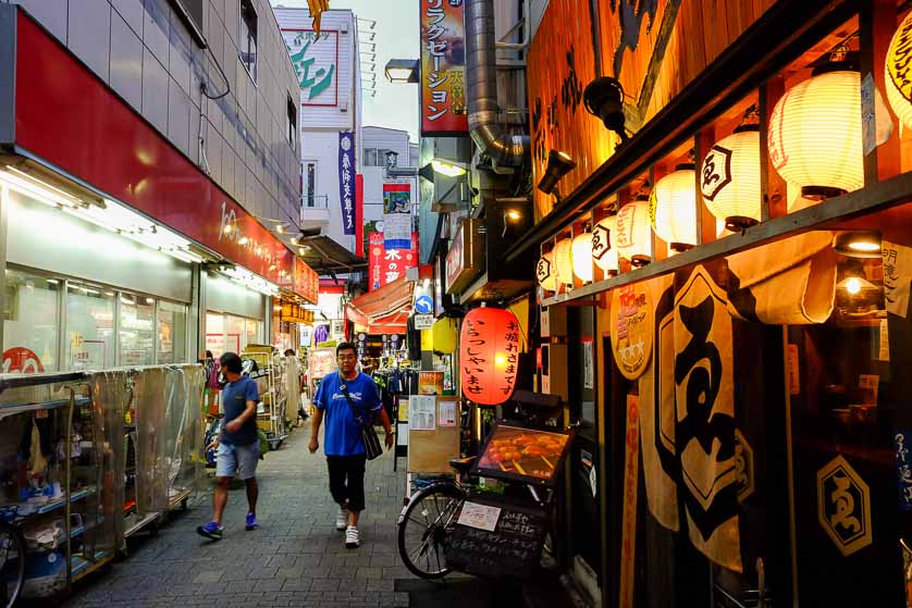 Izakaya pub (right) in an Okachimachi alley, Tokyo.