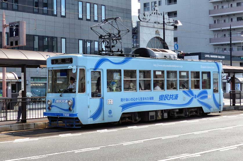 Streetcar, Okayama City, Okayama Prefecture, Japan.