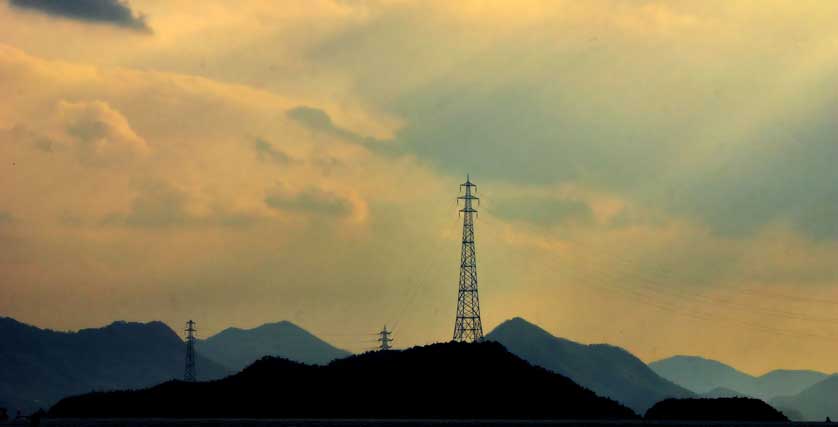 Tallest electricity pylon in Japan, Okunoshima, Hiroshima.