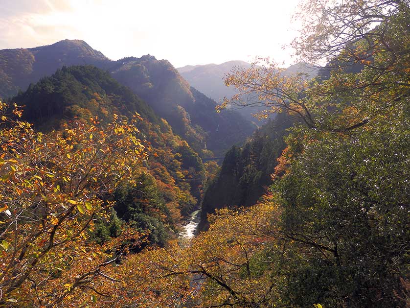 View towards the mountains and the Tama River from the Okutama Mukashi Michi.