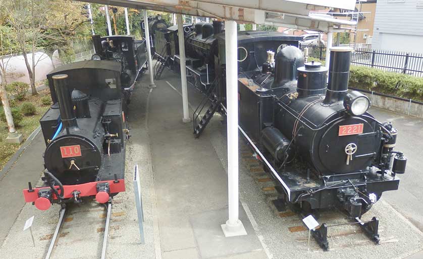 Steam locomotives at Ome Railway Park.