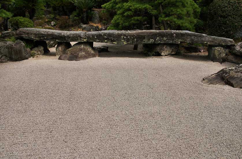10m-long bridge made from a single rock at Omote Goten Garden.