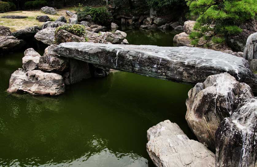 5 meter-long bridge at Omote Goten Garden, Tokushima, Shikoku.