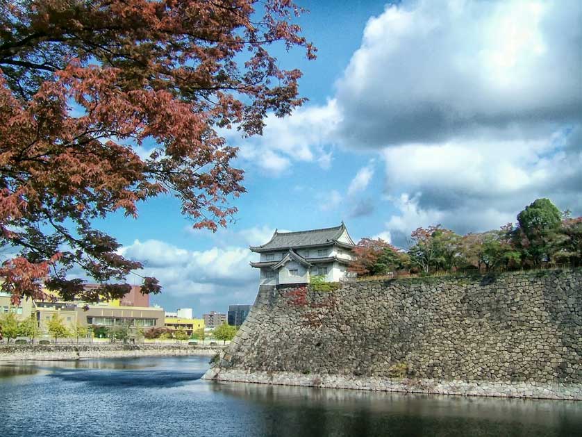 Osaka Castle's impressive stone walls.