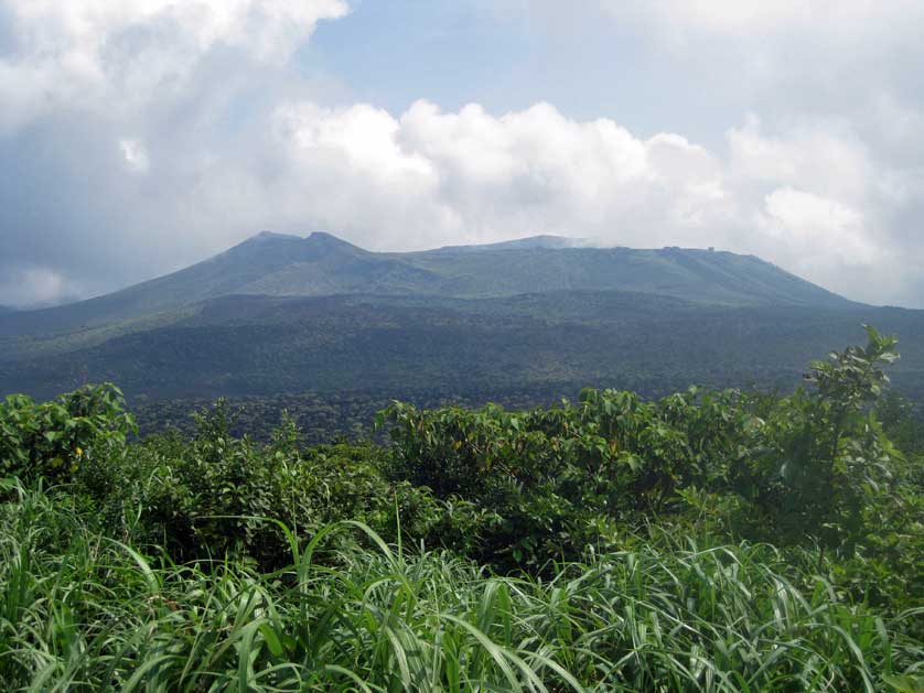 Mount Mihara seen from Oshima Town, Izu-Oshima, Tokyo.