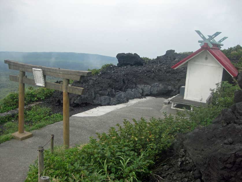 Shrine at the top of Mount Mihara, Izu-Oshima, Tokyo.