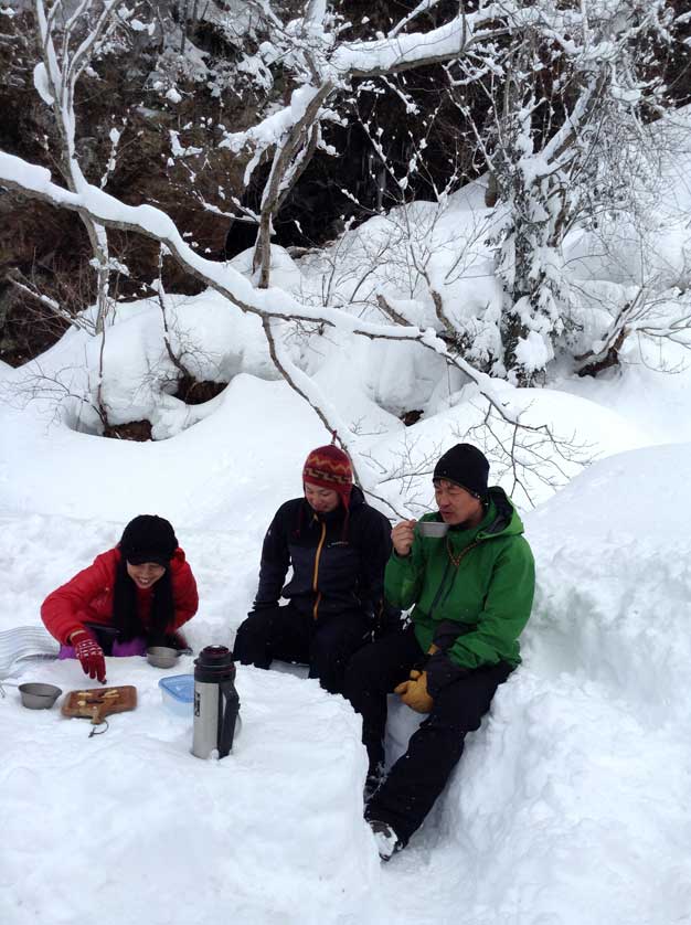 Picnic in the snow, Otaki, Hokkaido, Japan.