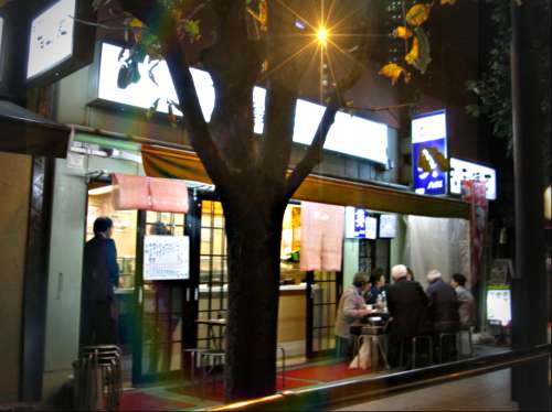 Outdoor dining in Yurakucho, Tokyo.