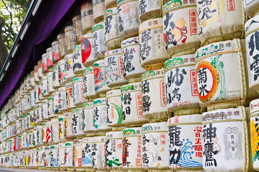 Sake Barrels in Japanese shrine.