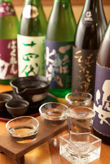 Sake bottles.