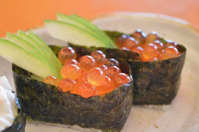 Japanese sushi with  seaweed.