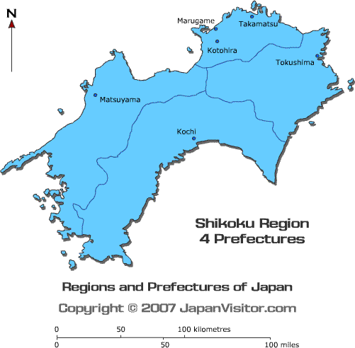 Map of Shikoku, Japan.