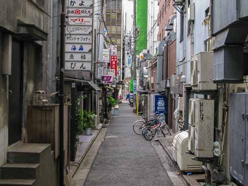 Shinbashi alley with pubs.