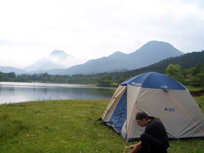 Camping, Lake Shitaka, Oita Prefecture.
