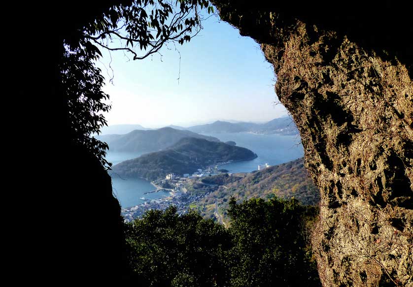 View from inside Zaundo cave at Dounzan temple, Shodoshima, Japan.