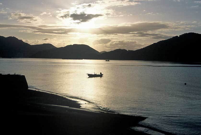 Sunrise on Shodoshima over the bay at Nishimura