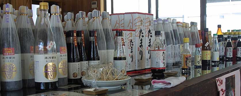Soy sauce bottles at Yuasa Shoyu Factory, Japan