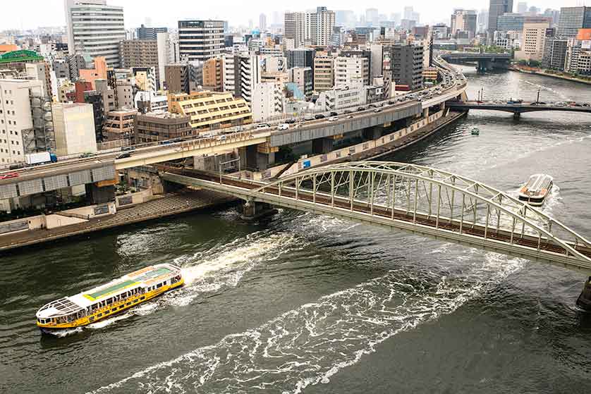 Cruise boats on the Sumida River, Tokyo.