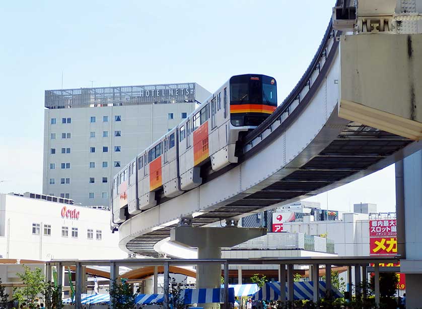 Tama Toshi Monorail train in Tachikawa, Tokyo.