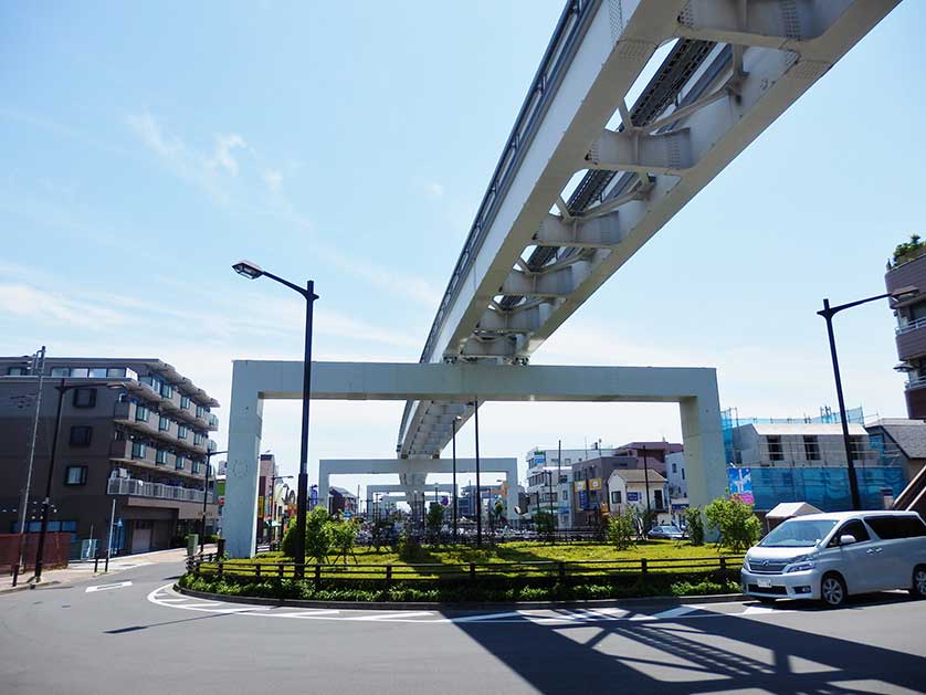 Monorail tracks close to Tamagawajosui Station, Tokyo.