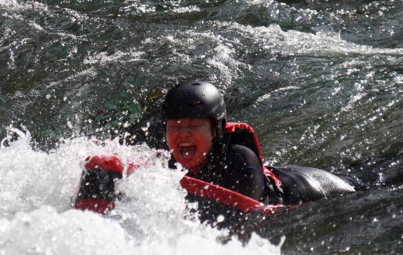 Hydrospeed (Riverboarding), Tama area, Japan.