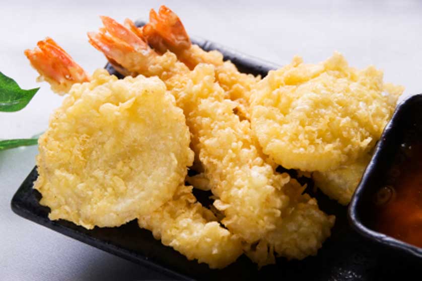 Prawn and vegetable tempura.