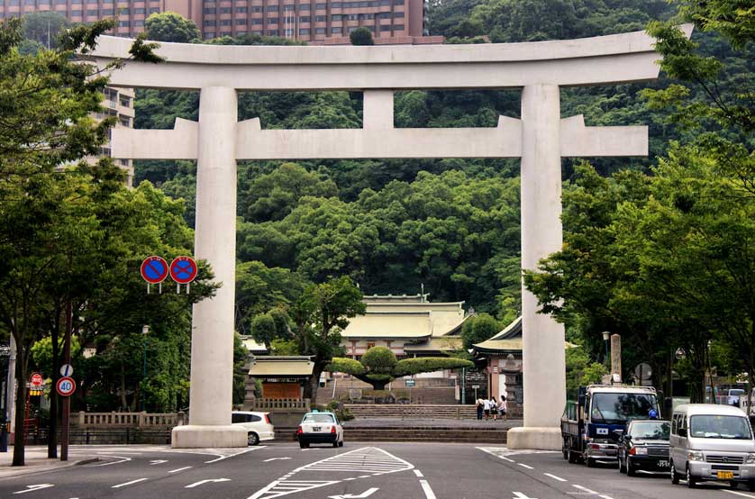 Terukuni Shrine torii, Kagoshima City, Kyushu, Japan.