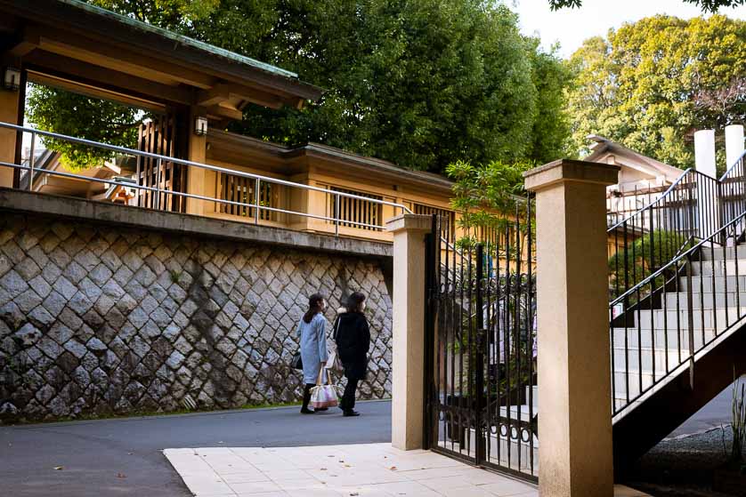 Stairs from garden to main shrine, Togo Jinja Shrine, Harajuku, Tokyo.