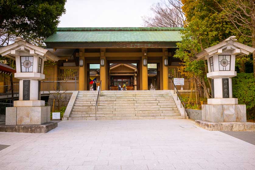 Entrance to main shrine building, Togo Jinja Shrine, Harajuku, Tokyo.