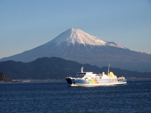 Toi to Shimizu Ferry with Mount Fuji.
