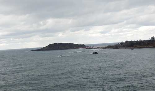 Oshima Island seen from the Tojinbo Cliffs, Fukui.